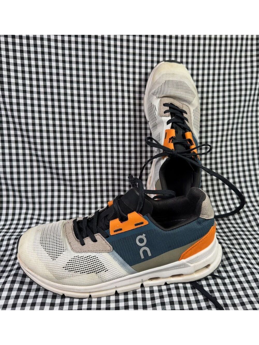 On Cloudrift Women's 6.5 White Blue Orange CloudTec Walking Running Shoes 37.5